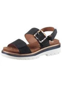 Plateausandaletten Ara "MALAGA", Damen, Gr. 37, blau (dunkelblau), Ziegenveloursleder, Schuhe Riemchensandale Sandale, Plateausandale, Klettschuh in Bequemweite G (= weit)