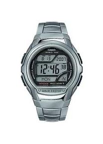 Funkchronograph Casio FUNK, silber (silberfarben), Armbanduhren, Herren, Quarzuhr, Armbanduhr, Herrenuhr, Funkuhr, Digitaluhr, Resinarmband