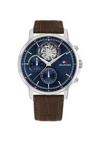 Multifunktionsuhr Tommy Hilfiger "STEWART", braun (dunkelbraun), Armbanduhren, Herren, Quarzuhr, Armbanduhr, Herrenuhr, Datum, Lederarmband