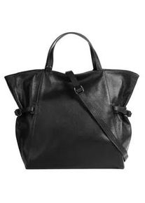 Shopper Samantha Look, Damen, Gr. B/H/T: 35cm x 30cm x 10cm onesize, schwarz, Leder, leicht gl&auml;nzend, unifarben, Taschen Shopper, echt Leder, Made in Italy