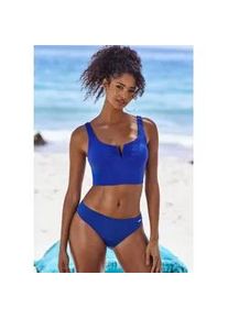 Crop-Bikini-Top Venice Beach "Lucky", Damen, Gr. 40, Cup A/B, blau, Recycling-Polyamid, Rippoptik, unifarben, Bikini-Oberteile, mit V-B&uuml;gel Detail vorne