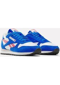 Sneaker Reebok CLASSIC "CLASSIC LEATHER", Damen, Gr. 44, blau (chalk, optimum blau, vector rot), Leder, Synthetik, Textil, Schuhe Sneaker