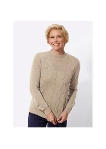 Classic Dog Stehkragenpullover CLASSIC "Pullover", Damen, Gr. 44, beige (sesam), 100% Polyacryl, unifarben, Pullover Stehkragenpullover