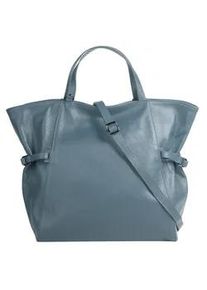 Shopper Samantha Look, Damen, Gr. B/H/T: 35cm x 30cm x 10cm onesize, blau, Leder, leicht gl&auml;nzend, unifarben, Taschen Shopper, echt Leder, Made in Italy