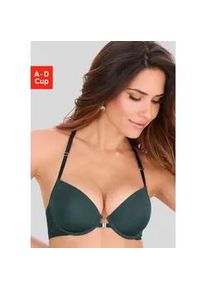 Push-up-BH s.Oliver "Fabienne", Damen, Gr. 70, Cup C, gr&uuml;n (tannengr&uuml;n), Spitze, Obermaterial: 46% Polyamid, 43% Polyester, 11% Elasthan, BHs Push-up-BH, mit B&uuml;gel und modischem Spitzenr&uuml;cken, Dessous