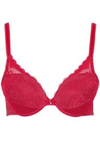 Push-up-BH LISCA "Push up BH Evelyn", Damen, Gr. 75, Cup A, rot, Spitze, Obermaterial: 82% Polyamid PA. 18% Elasthan EL., BHs Push-up-BH