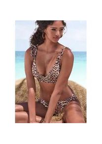 Triangel-Bikini Buffalo "Jane", Damen, Gr. 40, Cup C/D, braun (braun bedruckt), Microfaser, Bikini-Sets Triangel-Bikini, mit Animalprint