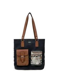 Umh&auml;ngetasche DOGO "Multi Pocket Bag Shopper-Tasche The Swan Softly Sleeps Damen", Damen, Gr. B/H/T: 36cm x 8cm onesize, blau, Taschen Umh&auml;ngetasche, Handgefertigt