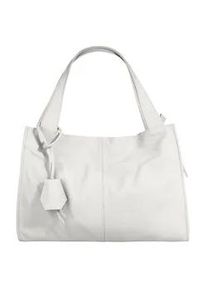 Shopper CLUTY, Damen, Gr. B/H/T: 40cm x 28cm x 11cm onesize, wei&szlig;, Leder, leicht gl&auml;nzend, unifarben, Taschen Shopper, echt Leder, Made in Italy