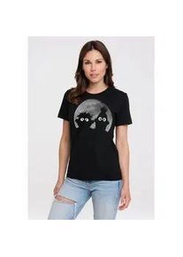 T-Shirt logoshirt "Sesamstrasse - Ernie & Bert Mond", Damen, Gr. XS, schwarz, 100% Baumwolle, unifarben, normal, Rundhals, Shirts T-Shirt, mit coolem Frontprint