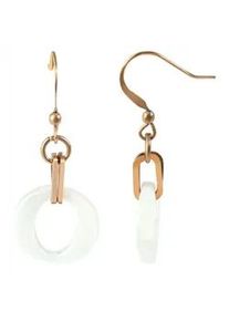 Adelia&acute;s Paar Ohrh&auml;nger ADELIA ́S "Damen Ohrringe aus poliertem Edelstahl - Keramik", wei&szlig;, Ohrringe, Damen, Damen, Edelstahl