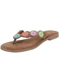 Zehentrenner Lazamani "Lazamani Sandalen Leder/Textil", Damen, Gr. 39, bunt (multi), Leder, Textil, Schuhe Zehentrenner