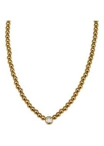 Kette mit Anh&auml;nger Firetti "Schmuck Geschenk Edelstahl Halsschmuck Halskette Kugeln", gold (gelbgoldfarben, kristallwei&szlig;), Halsketten, Damen, Edelstahl, L: 43 B: 6mm, Made in Germany - mit Zirkonia (synth.), B:6mm