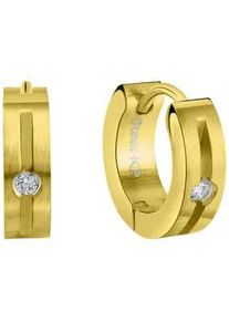 Paar Creolen Vivance "Edelstahl gelb PVD beschichtet", Damen, Gr. one-size, Edelstahl, gelb (gelb, wei&szlig;), Ohrringe