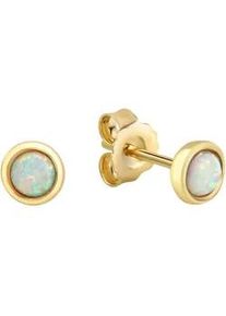 Paar Ohrstecker Vivance "925/- Sterling Silber vergoldet synth. Opal", gelb (gelb, wei&szlig;), Ohrringe, Damen, one-size, Silber 925 (Sterlingsilber)