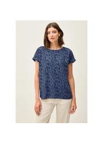 Kurzarmbluse Cecil, Damen, Gr. XXL (46), blau (urban navy blau), Stoff, 100% Viskose, bedruckt, klassisch normal, Rundhals, Umschlagbund, Blusen, aus softer Viskose