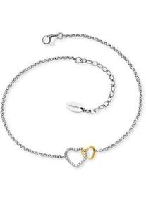 Fu&szlig;kette Engelsrufer "Herzen Bicolor", gold (edelstahlfarben, gelbgoldfarben), Fu&szlig;ketten, Damen, Edelstahl, Made in Germany