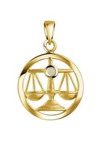 Kettenanh&auml;nger Vivance "925/- Sterling Silber vergoldet Waage Monatsstein", gelb, Schmuckanh&auml;nger, Damen, one-size, Silber 925 (Sterlingsilber), 1,1 g, Kettenanh&auml;nger