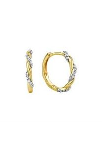 Paar Creolen Vivance "333/- Gelbgold bicolor Zirkonia", bunt (mehrfarbig, wei&szlig;), Ohrringe, Damen, one-size, Gold