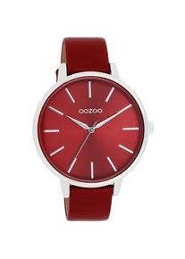 Quarzuhr Oozoo, rot (dunkelrot), Armbanduhren, Damen, Quarzuhr, Armbanduhr, Damenuhr, Herrenuhr, Lederarmband