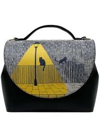 Henkeltasche DOGO "Handy Umh&auml;ngetasche Florasancat Schultertasche", Damen, Gr. B/H/T: 24cm x 12cm onesize, schwarz, Taschen, Handgefertigt