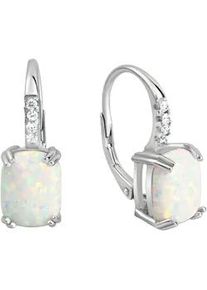 Paar Ohrh&auml;nger Vivance "925/- Sterling Silber rhodiniert synth. Opal und Zirkonia", wei&szlig; (wei&szlig;, wei&szlig;), Ohrringe, Damen, one-size, Silber 925 (Sterlingsilber)