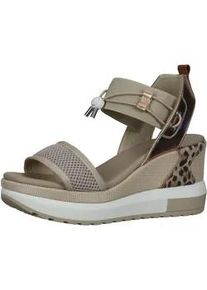 Keilsandalette Nero Giardini "Nero Giardini Sandalen Lederimitat/Textil", Damen, Gr. 36, braun (bronze), Lederimitat, Textil, Schuhe