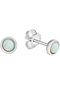 Paar Ohrstecker Vivance "925/- Sterling Silber rhodiniert synth. Opal", wei&szlig; (wei&szlig;, wei&szlig;), Ohrringe, Damen, one-size, Silber 925 (Sterlingsilber)