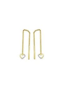 Paar Ohrh&auml;nger Vivance "333/- Gelbgold glanz Herz", gelb, Ohrringe, Damen, one-size, Gold