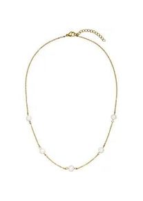 Kette ohne Anh&auml;nger Jobo "mit 5 Perlen", gold (goldfarben), Halsketten, Damen, Edelstahl, L: 46, Edelstahl goldfarben 42-45 cm