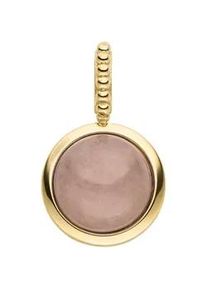 Kettenanh&auml;nger Jobo, gelb (gelbgold 375, rosa), Schmuckanh&auml;nger, Damen, Gelbgold 375, Kettenanh&auml;nger, 375 Gold mit Chalcedon rosa rund