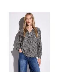 Tunika Street One, Damen, Gr. 36, blau (tiefblau), Web, 100% Viskose, bedruckt, gerade, V-Ausschnitt, eng B&uuml;ndchen, Tuniken, aus softer Viskose