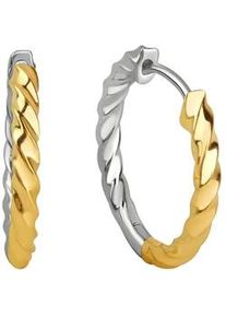 Paar Creolen Vivance "925/- Sterling Silber rhodiniert und vergoldet", bunt (mehrfarbig), Ohrringe, Damen, one-size, Silber 925 (Sterlingsilber)