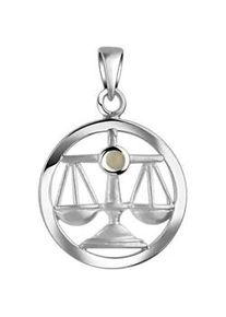 Kettenanh&auml;nger Vivance "925/- Sterling Silber rhodiniert Sternzeichen Waage Monatsstein", wei&szlig;, Schmuckanh&auml;nger, Damen, one-size, Silber 925 (Sterlingsilber), 1,1 g, Kettenanh&auml;nger