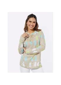 Langarmshirt Classic Basics "Langarm-Shirt", Damen, Gr. 44, gr&uuml;n (sand, mint, bedruckt), 100% Baumwolle, gemustert, mehrfarbig, Rundhals, Shirts Langarmshirt