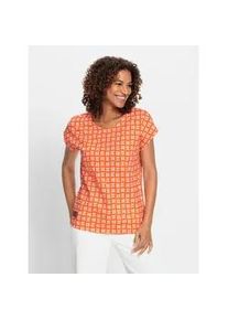 Print-Shirt Casual Looks "Print-Shirt", Damen, Gr. 38, orange (orange, ecru, bedruckt), 100% Baumwolle, gemustert, mehrfarbig, Rundhals, Shirts