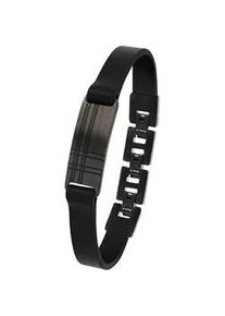 Lederarmband s.Oliver "2039737", schwarz (schwarz, grau), Armb&auml;nder, Herren, 21,5cm, Edelstahl Leder, Edelstahl, Leder, Lederarmband