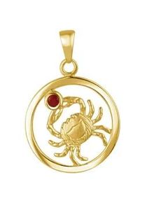 Kettenanh&auml;nger Vivance "925/- Sterling Silber vergoldet Sternzeichen Krebs Monatsstein", gelb, Schmuckanh&auml;nger, Damen, one-size, Silber 925 (Sterlingsilber), 1,2 g, Kettenanh&auml;nger