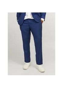 Jack & Jones PlusSize Anzughose "JPRSOLARIS TROUSER NOOS PLS", Herren, Gr. 72, N-Gr, blau (medieval blau), Web, Obermaterial: 59% Polyester, 24% Wolle, 16% Viskose, 1% Elasthan, JACK & JONES PLUSSIZE, unifarben, slim fit normal, Hosen Anzughose