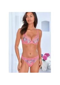 B&uuml;gel-BH Lascana "Gabriella", Damen, Gr. 85, Cup E, bunt (pink, multicolor), Spitze, Obermaterial: 80% Polyamid, 15% Elasthan, 5% Polyester, BHs B&uuml;gel-BH, mit hauchzarter Stickerei, transparente Unterw&auml;sche