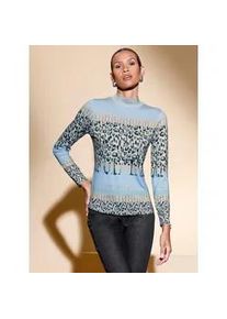 CR&Eacute;ATION L Stehkragenshirt CREATION L "Stehkragen-Shirt", Damen, Gr. 38, grau (grau, graphit, gemustert), 95% Viskose, 5% Elasthan, gemustert, Shirts Stehkragenshirt