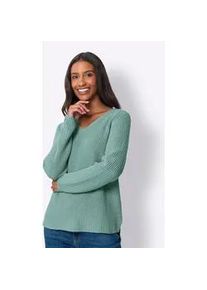 Strickpullover Heine "Pullover", Damen, Gr. 48, gr&uuml;n (salbei), 50% Baumwolle, 50% Polyacryl, unifarben, Pullover Strickpullover