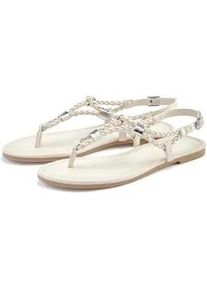 Sandale Vivance "Sommerschuh", Damen, Gr. 40, beige (hellbeige), Obermaterial: 100% Lederimitat. Decksohle: 100% Textilmaterial. Futter: 100% Lederimitat. Laufsohle: 100% Synthetik, unifarben, Schuhe Sandale, Zehentrenner, Sommerschuh, Sandalette mit raffinierten Riemchen