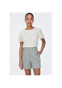 Kurzarmshirt Only "ONLRIVERSIDE &ndash; Shirt mit volumin&ouml;sem Armschnitt f&uuml;r Alltag", Damen, Gr. L, wei&szlig; (cloud dancer), Jersey, Obermaterial: 99% Polyester, 1% Elasthan, unifarben, regular fit normal, Rundhals, Shirts, regular fit, modisch, Jersey, Materialmix, Rundhals