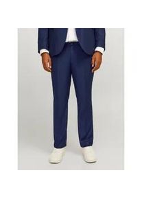 Jack & Jones PlusSize Anzughose "JPRSOLARIS TROUSER NOOS PLS", Herren, Gr. 60, N-Gr, blau (schwarz navy), Web, Obermaterial: 59% Polyester, 24% Wolle, 16% Viskose, 1% Elasthan, JACK & JONES PLUSSIZE, unifarben, slim fit normal, Hosen Anzughose
