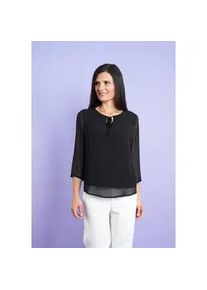 Chiffonbluse Seidel Moden "Exklusiv bei OTTO", Damen, Gr. 36, schwarz, Web, Obermaterial: 100% Polyester. Obermaterial 2: 95% Viskose, 5% Elasthan, unifarben mit Farbeins&auml;tzen, normal Po-bedeckend, Rundhals, gerader Abschluss, Blusen Chiffonbluse, in eleganter 2 in 1 Optik - MADE IN GERMANY