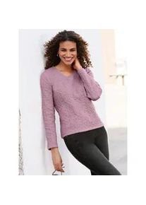 Langarmshirt Casual Looks "Shirt", Damen, Gr. 38, lila (mauve, gemustert), 75% Polyester, 20% Viskose, 5% Elasthan, gemustert, mehrfarbig, V-Ausschnitt, Shirts Langarmshirt