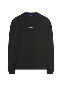 HUGO BOSS Sweatshirt HUGO BLUE "Naviu", Herren, Gr. M, schwarz (schwarz005), Sweatware, Obermaterial: 100% Baumwolle, unifarben, regular fit h&uuml;ftlang, Rundhals, B&uuml;ndchen, Sweatshirts Sweatshirt, mit R&uuml;ckendruck