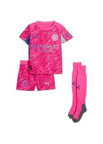 Trainingsanzug Puma "Manchester City 25/26 Torwart-Minikit Kinder", Jungen, Gr. 110, gr&uuml;n (fluro pink pes aquatic gr&uuml;n), Obermaterial: 100% Polyester; Rippe: 100% Polyester, Sportanz&uuml;ge Trainingsanzug