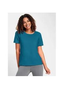 Kurzarmshirt Casual Looks "Kurzarm-Shirt", Damen, Gr. 36, blau (topas), 95% Baumwolle, 5% Elasthan, unifarben, Rundhals, Shirts